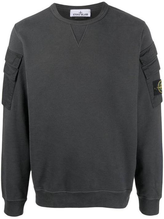 Men's Wappen Patch Cargo Pocket Sweatshirt Grey - STONE ISLAND - BALAAN 1