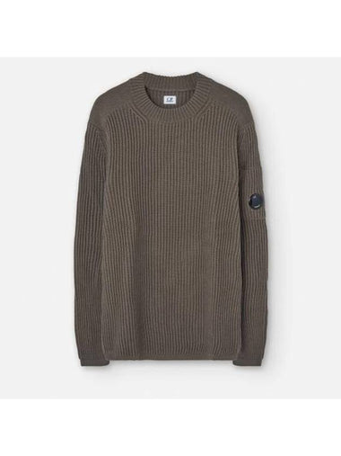 Re-Wool Lens Crewneck Knit Top Brown - CP COMPANY - BALAAN 1