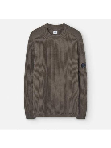 Re-Wool Lens Crewneck Knit Top Brown - CP COMPANY - BALAAN 1