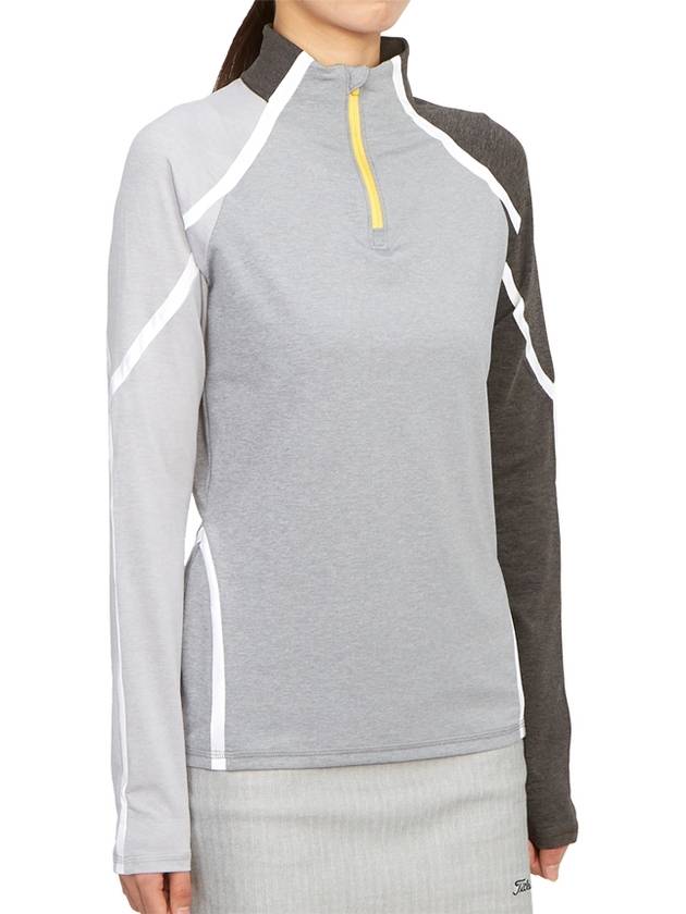 Women'S Quarter Zip Long Sleeve T-Shirt Light Heather Grey - G/FORE - BALAAN 4