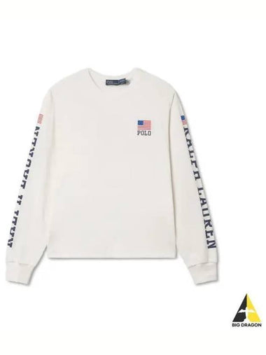 W Logo Flag Long Sleeve Jersey T Shirt White - POLO RALPH LAUREN - BALAAN 1