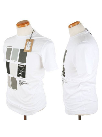 Block Printing Short Sleeve T-Shirt White - DSQUARED2 - BALAAN 1