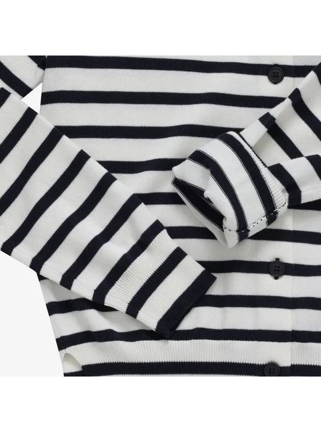 Fox Head Intarsia Regular Striped Cardigan Black White - MAISON KITSUNE - BALAAN 4