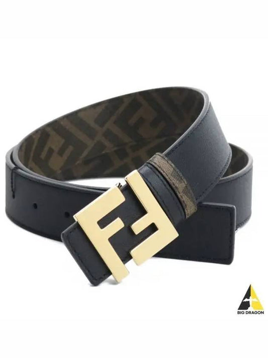 FF Buckle Pattern Reversible Leather Belt Black - FENDI - BALAAN 2