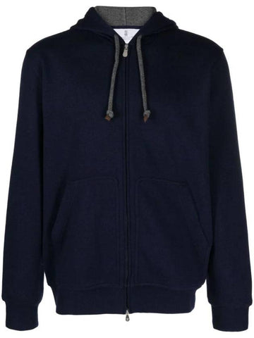 Cashmere Zip-Up Hoodie Navy - BRUNELLO CUCINELLI - BALAAN 1