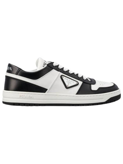 Downtown Perforated Leather Low Top Sneakers White Black - PRADA - BALAAN 2