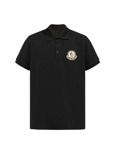 Logo Patch Cotton Polo Shirt Black - MONCLER - BALAAN 2