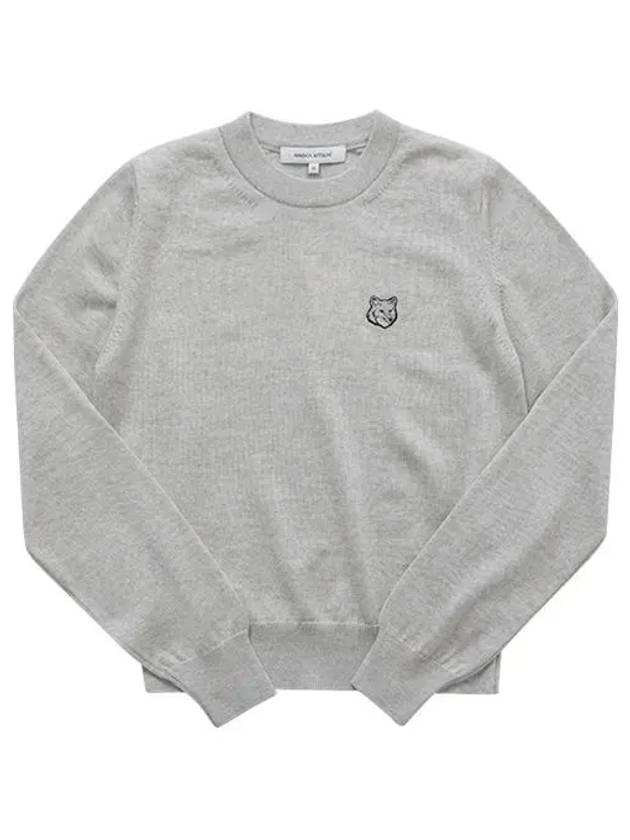 Bold Fox Head Wool Knit Top Grey - MAISON KITSUNE - BALAAN 4