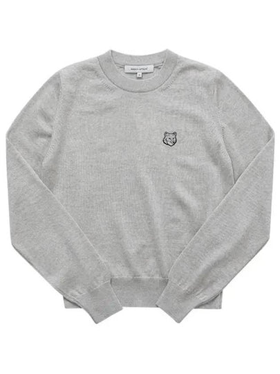 Bold Fox Head Wool Knit Top Grey - MAISON KITSUNE - BALAAN 2