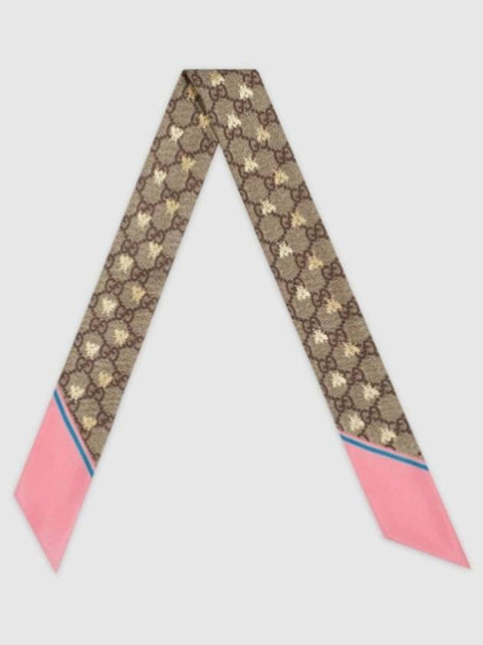 GG Bee Motif Silk Neck Bow Scarf Beige Black - GUCCI - BALAAN 2