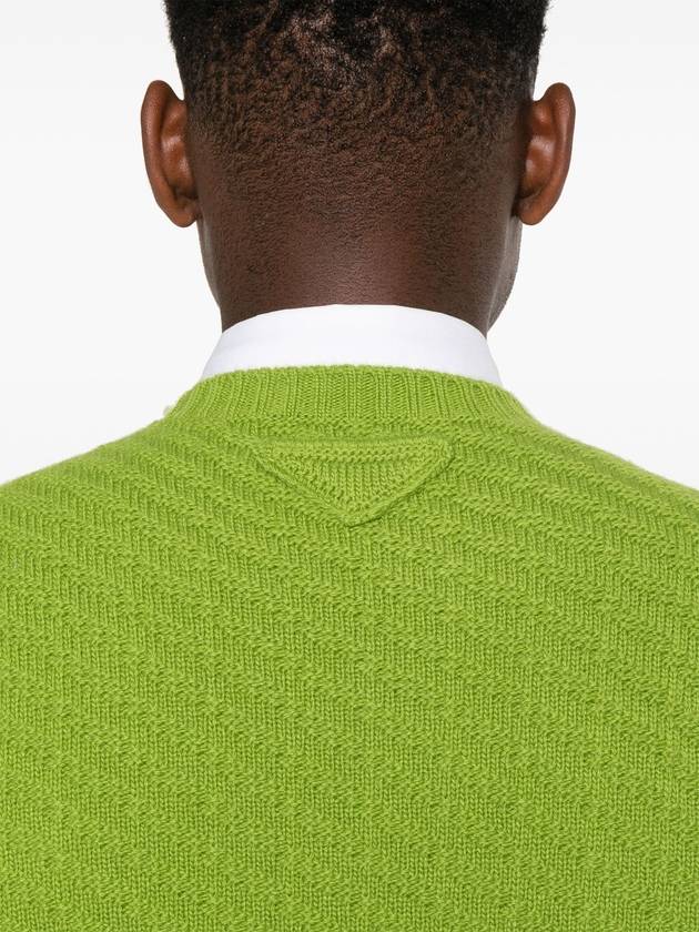 Wool cashmere blend knit top green - PRADA - BALAAN 6