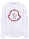 8D00005 8390T 001 Logo Patch Round Long Sleeve T Shirt White Men s TEO - MONCLER - BALAAN 1