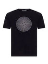 Industrial Two Print Garment Dyed Short Sleeve T-Shirt Black - STONE ISLAND - BALAAN 2