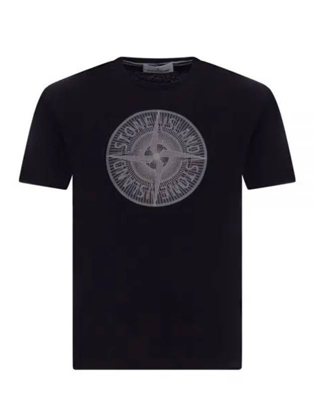 Industrial Two Print Garment Dyed Short Sleeve T-Shirt Black - STONE ISLAND - BALAAN 2