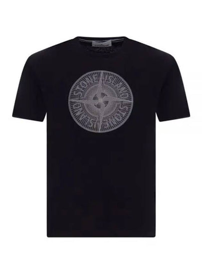 Industrial Two Print Garment Dyed Short Sleeve T-Shirt Black - STONE ISLAND - BALAAN 2