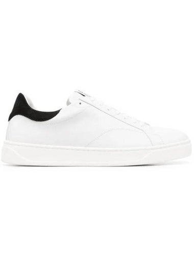 DDB0 Logo Leather Low Top Sneakers White Black - LANVIN - BALAAN 1