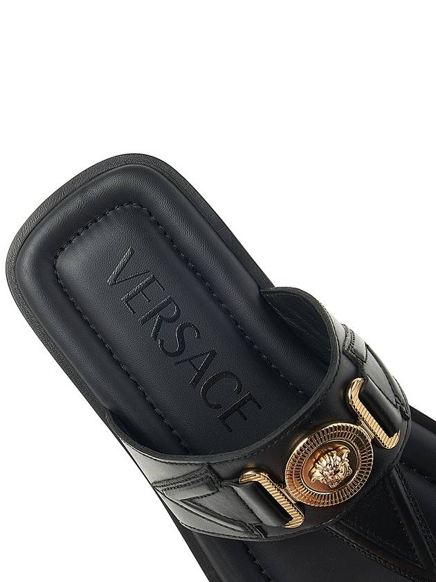 La Medusa Leather Flip Flops Black - VERSACE - BALAAN 8