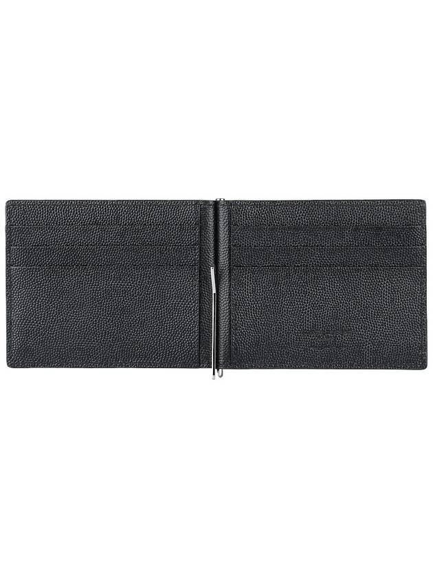 Textured Classic Leather Money Clip Half Wallet Black - SAINT LAURENT - BALAAN 5