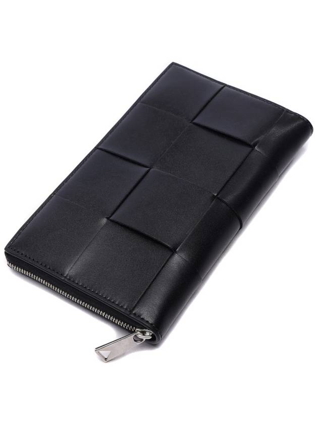 Intrecciato Zipper Around Medium Wallet Black - BOTTEGA VENETA - BALAAN 6