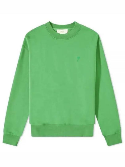 Tonal Heart Crew Neck Sweatshirt Green - AMI - BALAAN 2