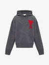 Big Heart Logo Wool Hoodie Grey - AMI - BALAAN 2