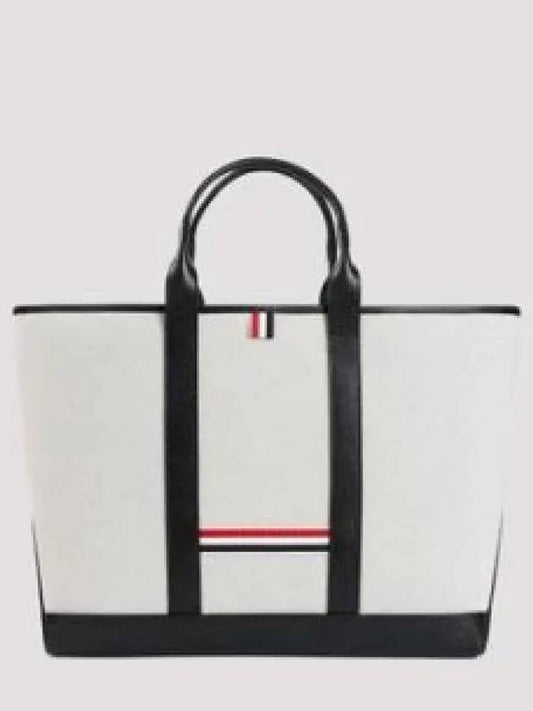 RWB Striped Medium Tote Bag Natural - THOM BROWNE - BALAAN 2