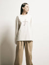 Cross F long sleeve t-shirt cream - FFEFF STUDIO - BALAAN 2