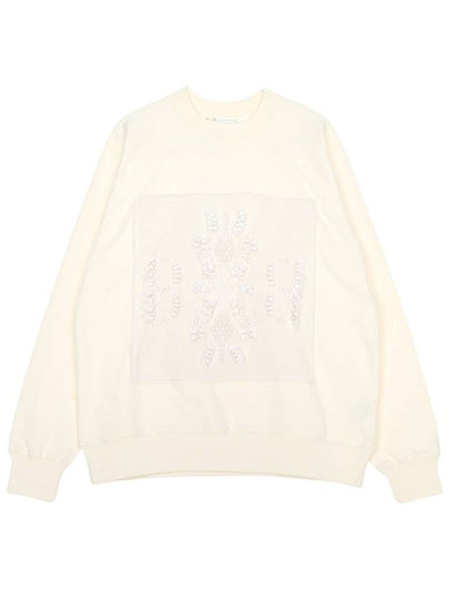 Women's Cashmere B Logo Patch Knit Top Ice White - BARRIE - BALAAN 2