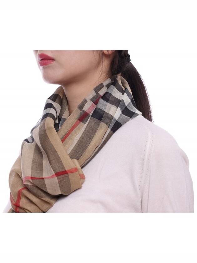 Check Wool Silk Scarf Beige - BURBERRY - BALAAN 4