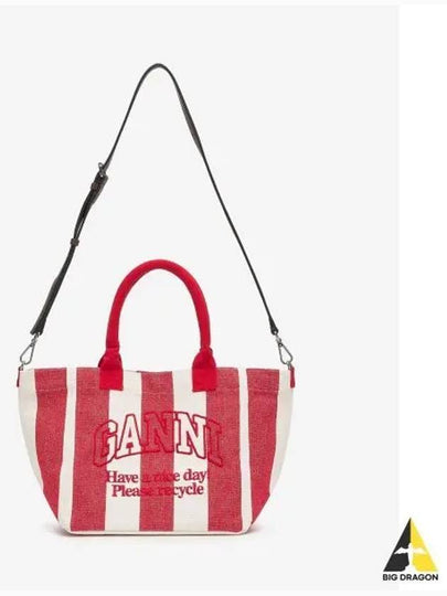 Easy Shopper Stripes Tote Bag Red - GANNI - BALAAN 2