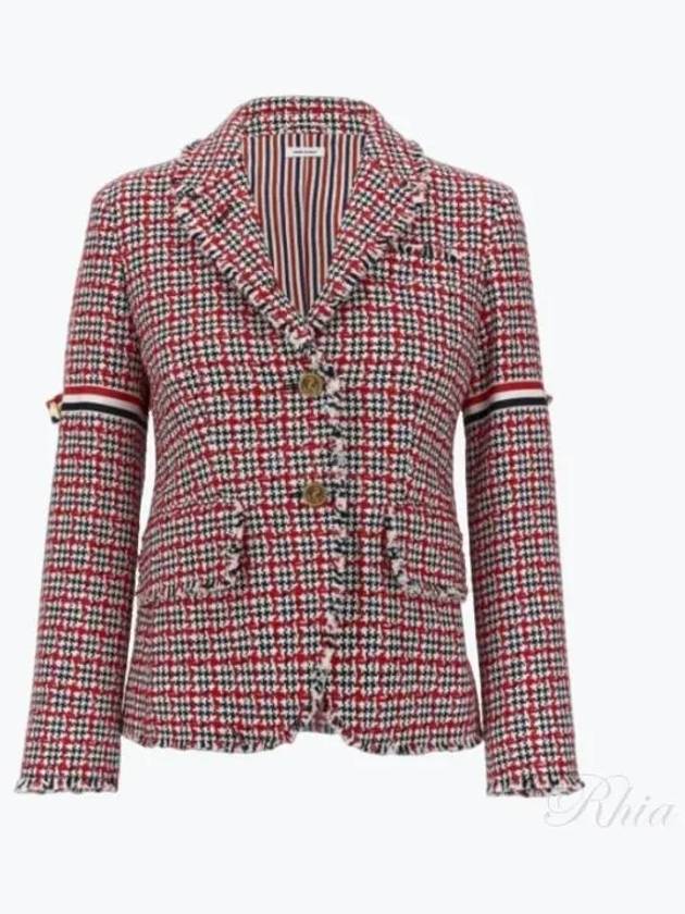 Check Pattern Tweed Jacket Red - THOM BROWNE - BALAAN 2