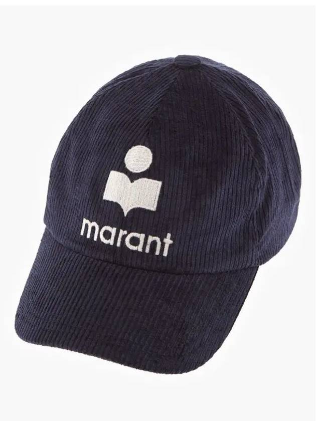 Tyron Logo Corduroy Ball Cap Navy - ISABEL MARANT - BALAAN 4