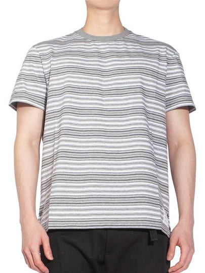 Men's Striped Midweight Jersey Short Sleeve T-Shirt Grey - THOM BROWNE - BALAAN 2