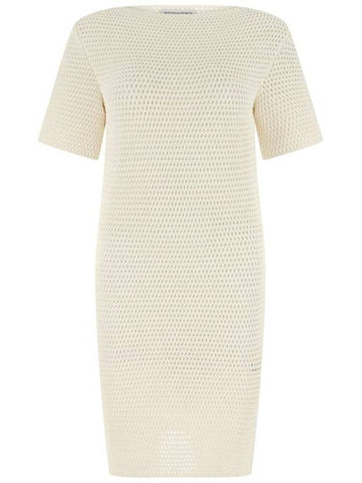 Women's Crochet Bag Cutout Short Sleeve Midi Dress White - BOTTEGA VENETA - BALAAN 2