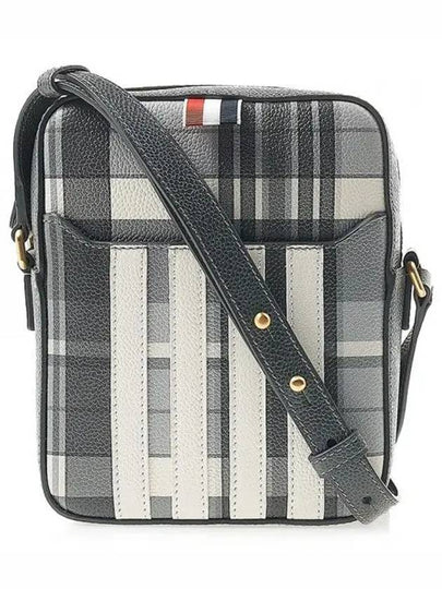 Madras 4-Bar Vertical Pepple Grain Leather Cross Bag Grey - THOM BROWNE - BALAAN 2