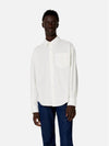 Chest Pocket Boxy Fit Poplin Long Sleeve Shirt White - AMI - BALAAN 2