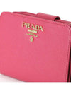 Logo Small Saffiano Bicycle Wallet Pink - PRADA - BALAAN.