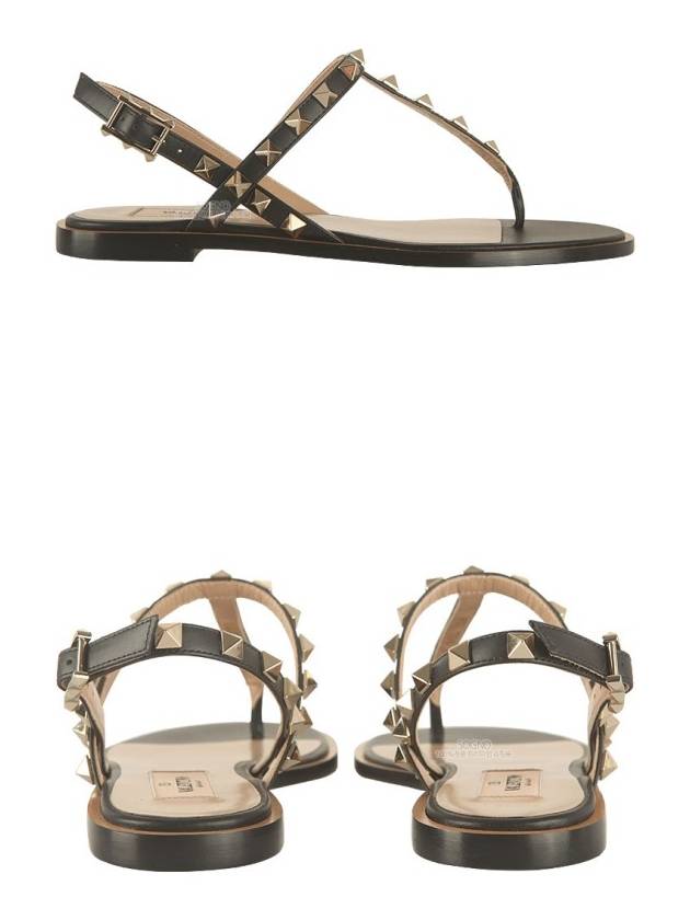 Rockstud Flat Sandals Black - VALENTINO - BALAAN 5