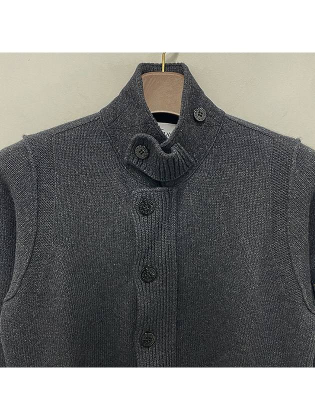 Lambswool Knit Cardigan Steel Grey - STONE ISLAND - BALAAN 5