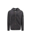 Men's Garment Dyed Malfile Zip Up Hoodie Grey - STONE ISLAND - BALAAN 3