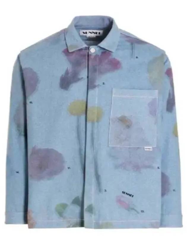 Tie Dye Flower Denim Shirt Blue MRTWMSHR006 DEN002 - SUNNEI - BALAAN 1