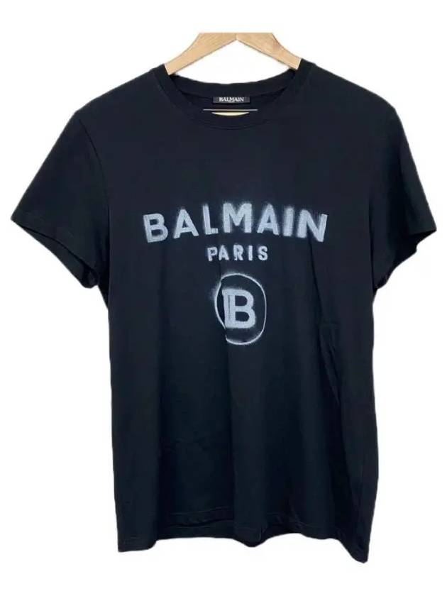 Paris Logo Short Sleeve T-Shirt Black - BALMAIN - BALAAN 2