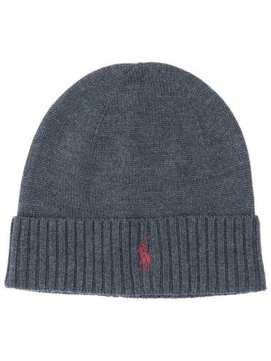 Pony Embroidered Knit Beanie Dark Grey - POLO RALPH LAUREN - BALAAN 1