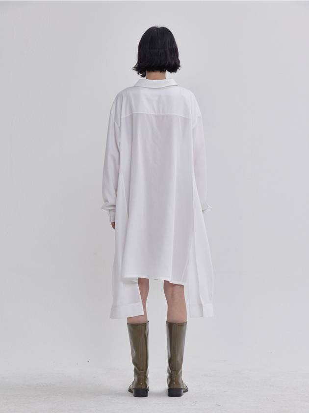 double sleeve detail tencel white shirt type dress white - LIE - BALAAN 4