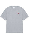 Small Heart Logo Boxy Fit Short Sleeve T-shirt Grey - AMI - BALAAN 3