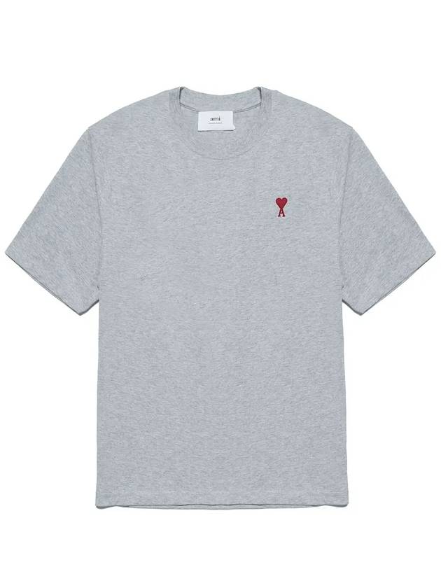 Small Heart Logo Boxy Fit Short Sleeve T-shirt Grey - AMI - BALAAN 3