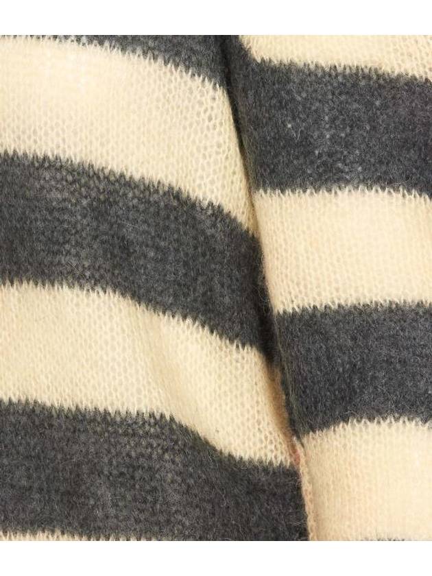 Striped Mohair Wool Blend Knit Top Grey - MARNI - BALAAN 4