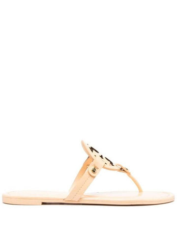 'Miller' Beige Thong Sandal With Tonal Logo In Leather Woman - TORY BURCH - BALAAN 1