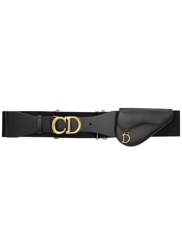 Saddle Supple Calfskin Technical Fabric 60mm Pouch Belt Black - DIOR - BALAAN 2