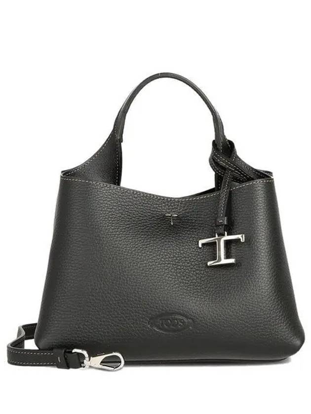 Logo Charm Leather Micro Tote Bag Black - TOD'S - BALAAN 2